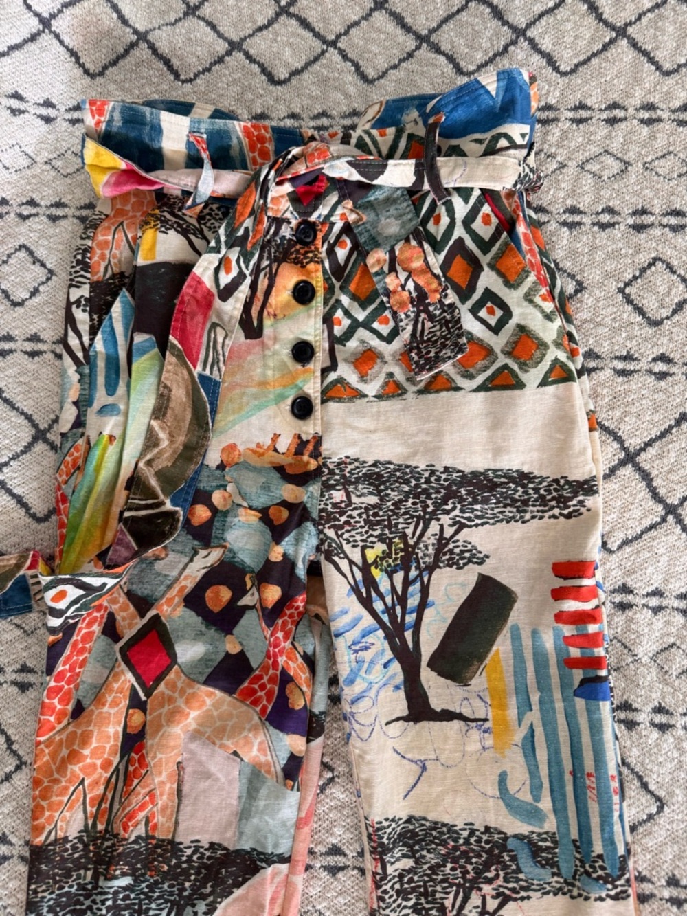 Sezane x Chufy Multicolor Printed Waistband Pants 36 - Picture 2 of 4